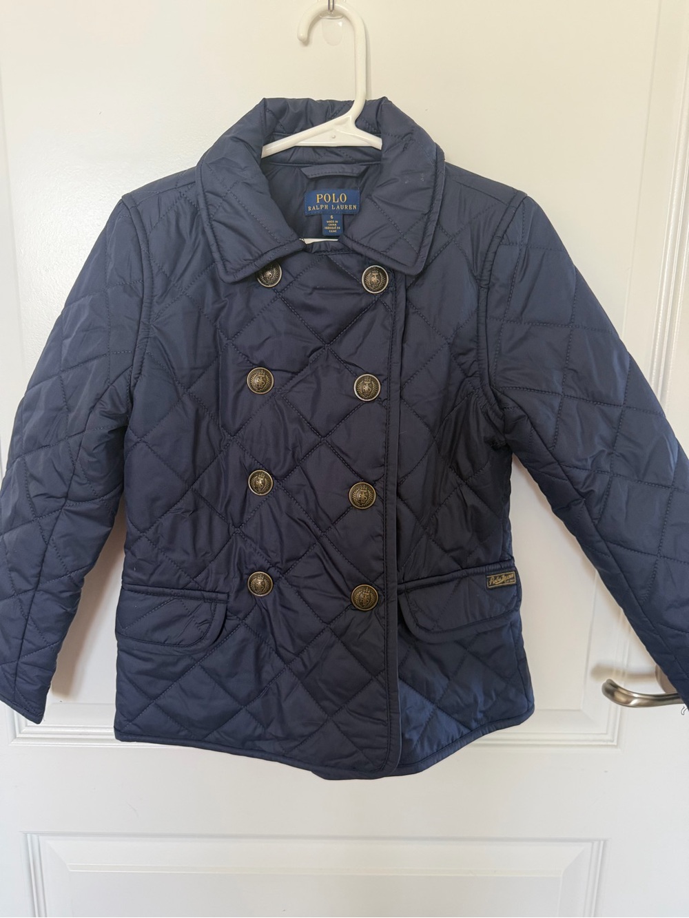 Polo by Ralph Lauren Navy Quilted Double-Breasted Pea Coat